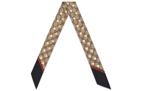 GUCCI Gg Bees Motif Embroidered Neck Bow