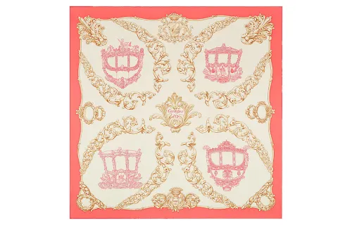 HERMES Carrosses D'or Scarves Women's Apricot/Pink
