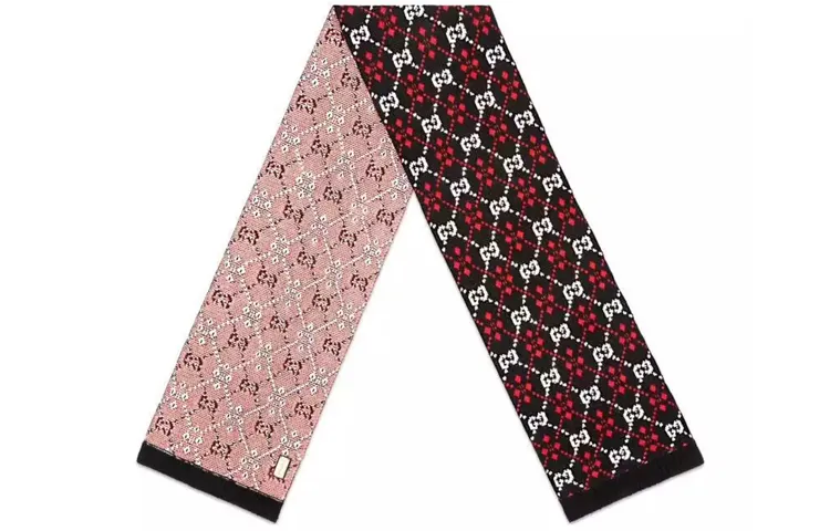 GUCCI Knit Scarves Men's Black/Ivory