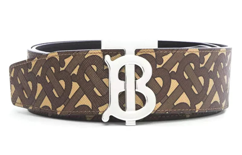 Burberry Calfskin Leather Belts Men's Tan Width 4cm