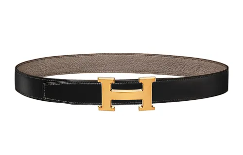 HERMES H Belt Buckle Calfskin Leather Belts Women's Width 3.2cm