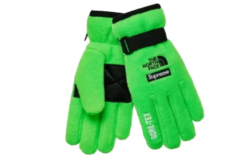 Supreme Tnf Joint Series Polar Fleece Gloves Unisex Fruit Green