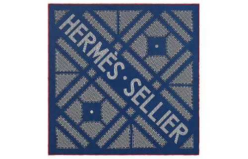 HERMES Scarves Women's Marine Blue/White