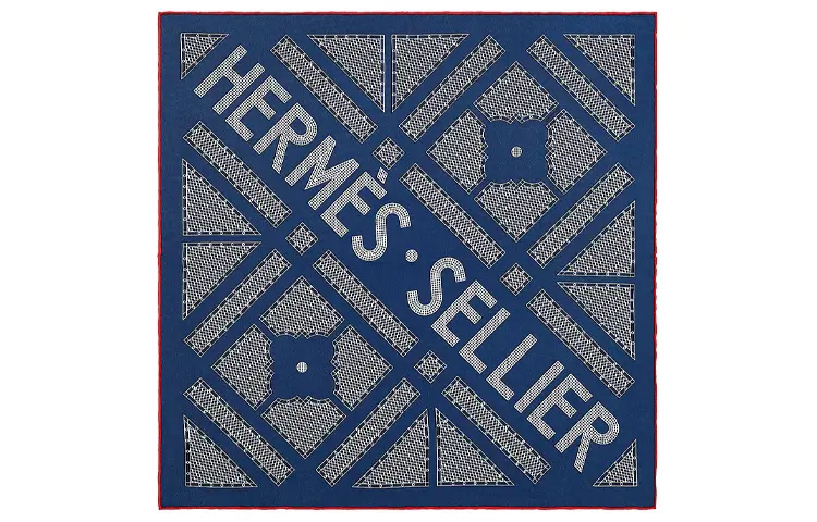 HERMES Scarves Women's Marine Blue/White