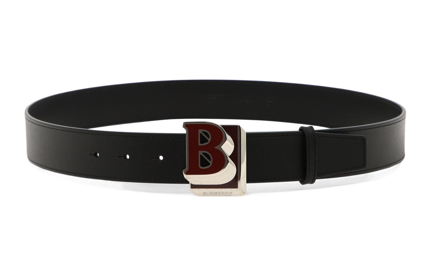 Burberry Cow Leather Belts Men's Black Width 3.5cm