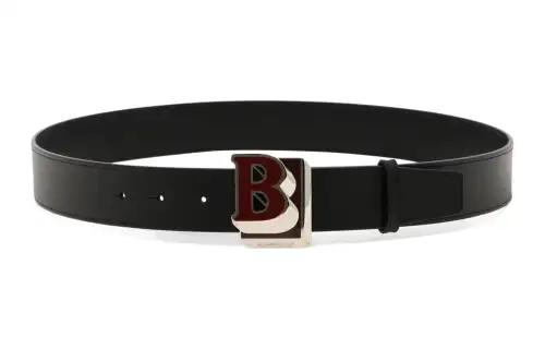 Burberry Cow Leather Belts Men's Black Width 3.5cm