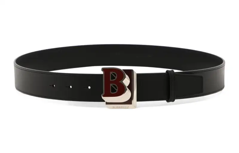 Burberry Cow Leather Belts Men's Black Width 3.5cm
