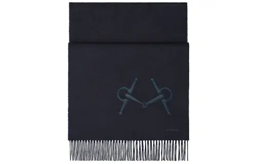 HERMES Knit Scarves Unisex Blue