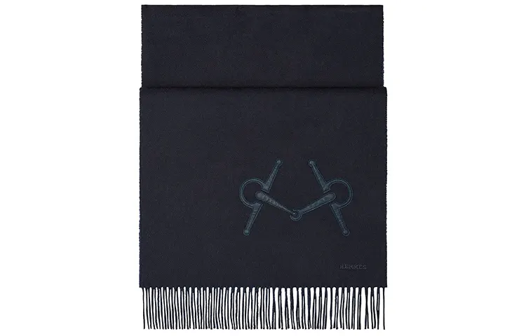 HERMES Knit Scarves Unisex Blue