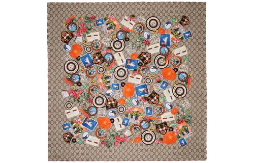 GUCCI Badge Scarves Unisex Ebony