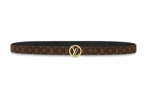 LOUIS VUITTON Circle Calfskin Belts Women's Brown/Black Width 2cm