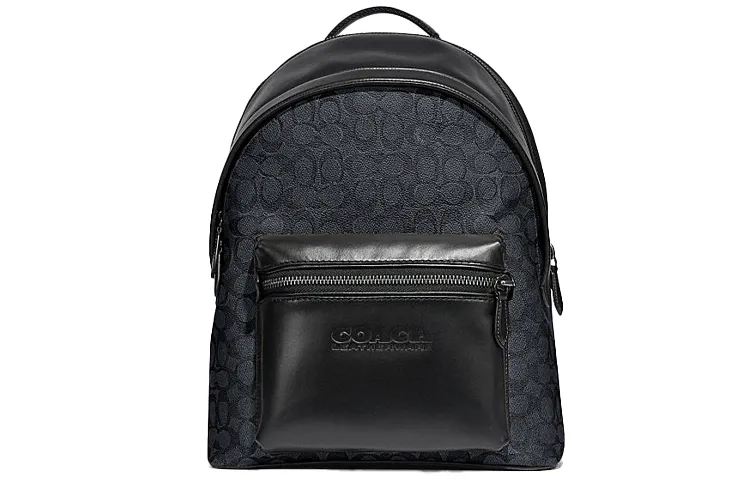 COACH Charter Coated Canvas With Calfskin Backpack Large Men's Black Monogram