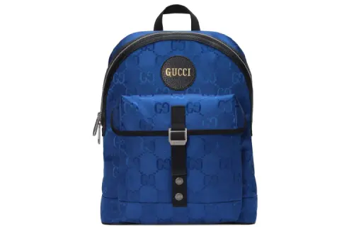 GUCCI Off The Grid Leather Logo With Leather Backpack Unisex Blue/Black