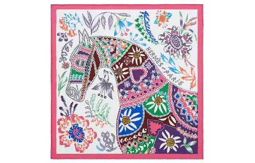 HERMES Ulysse Scarves Women's Pink/White/Multicolor