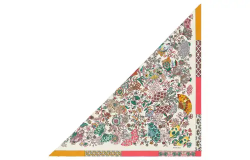 HERMES Headwraps Women's White/Green/Brown