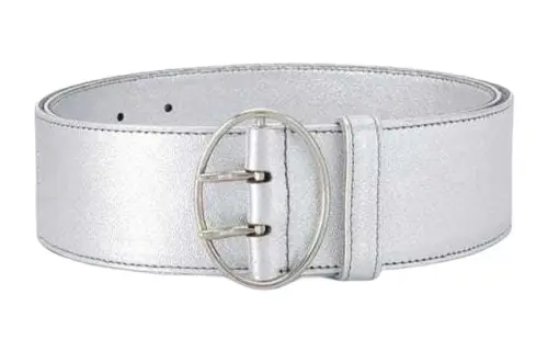 PRADA Pin Buckle Cow Leather Belts Women's Silver 5CM