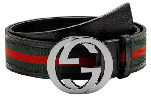 GUCCI Interlocking G Fabric, Leather Belts Men's Multicolor Width 4cm