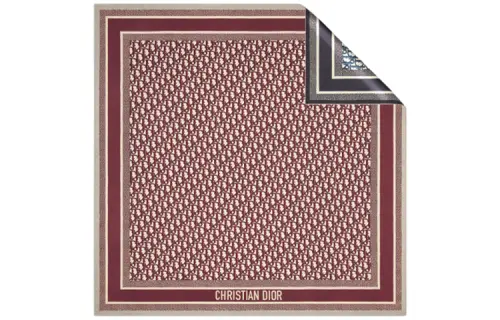 DIOR Scarves Unisex Burgundy And Marine Blue