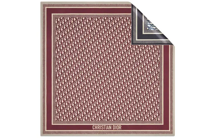 DIOR Scarves Unisex Burgundy And Marine Blue