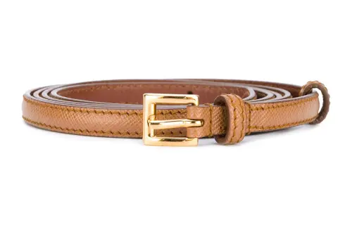 PRADA Pin Buckle Leather Belts Women's Brown 1.5cm