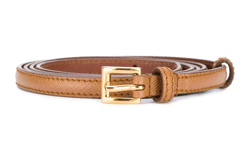 PRADA Pin Buckle Leather Belts Women's Brown 1.5cm