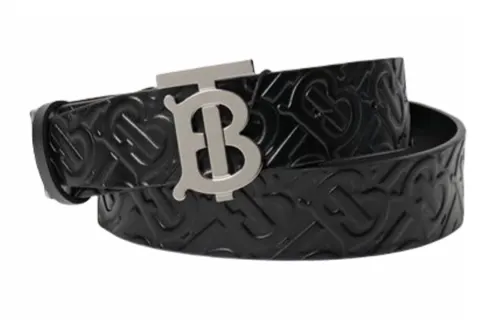 Burberry Leather Belts Men's Black Width 3.5cm