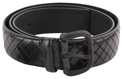 Bottega Veneta Cow Leather Belts Men's Black Width 3.5cm
