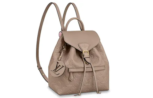 LOUIS VUITTON Montsouris Solid Color Cow Leather Backpack Small Women's Taupe