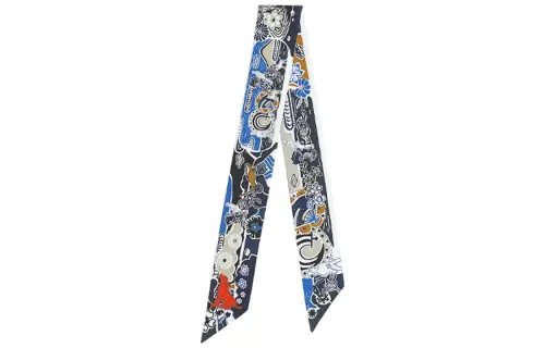 HERMES Bingata Sticker Twilly Small Silk Scarf