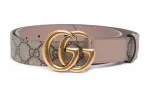 GUCCI GG Marmont Polyester PU Polyurethane Cotton Leather Belts Unisex Beige Width 3cm