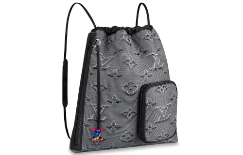 LOUIS VUITTON Drawstring Backpack Monogram 3D Gray/Black