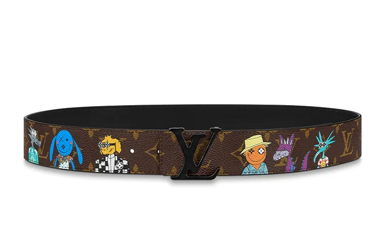 LOUIS VUITTON Canvas Leather Belts Unisex Brown/Black Width 4cm