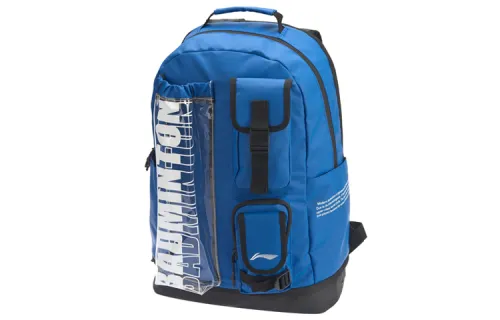Li Ning Badminton Collection Multi Pocket Polyester Backpack Regular Unisex Blue