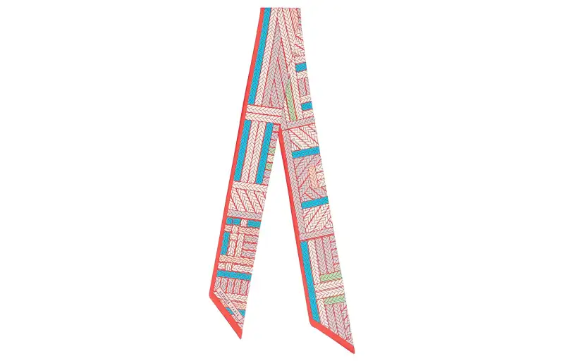 HERMES Scarves Women's Fresh Blue/Garnet Red