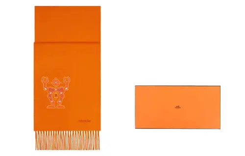 HERMES Mr Farrier Patch Detail Muffler Cashmere Scarves Unisex