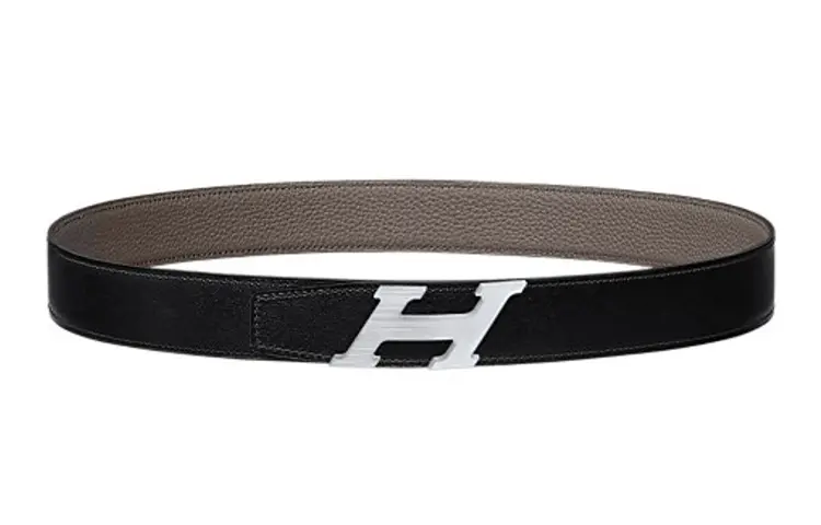 HERMES H Speed Calfskin Leather Belts Men's Width 3.2cm