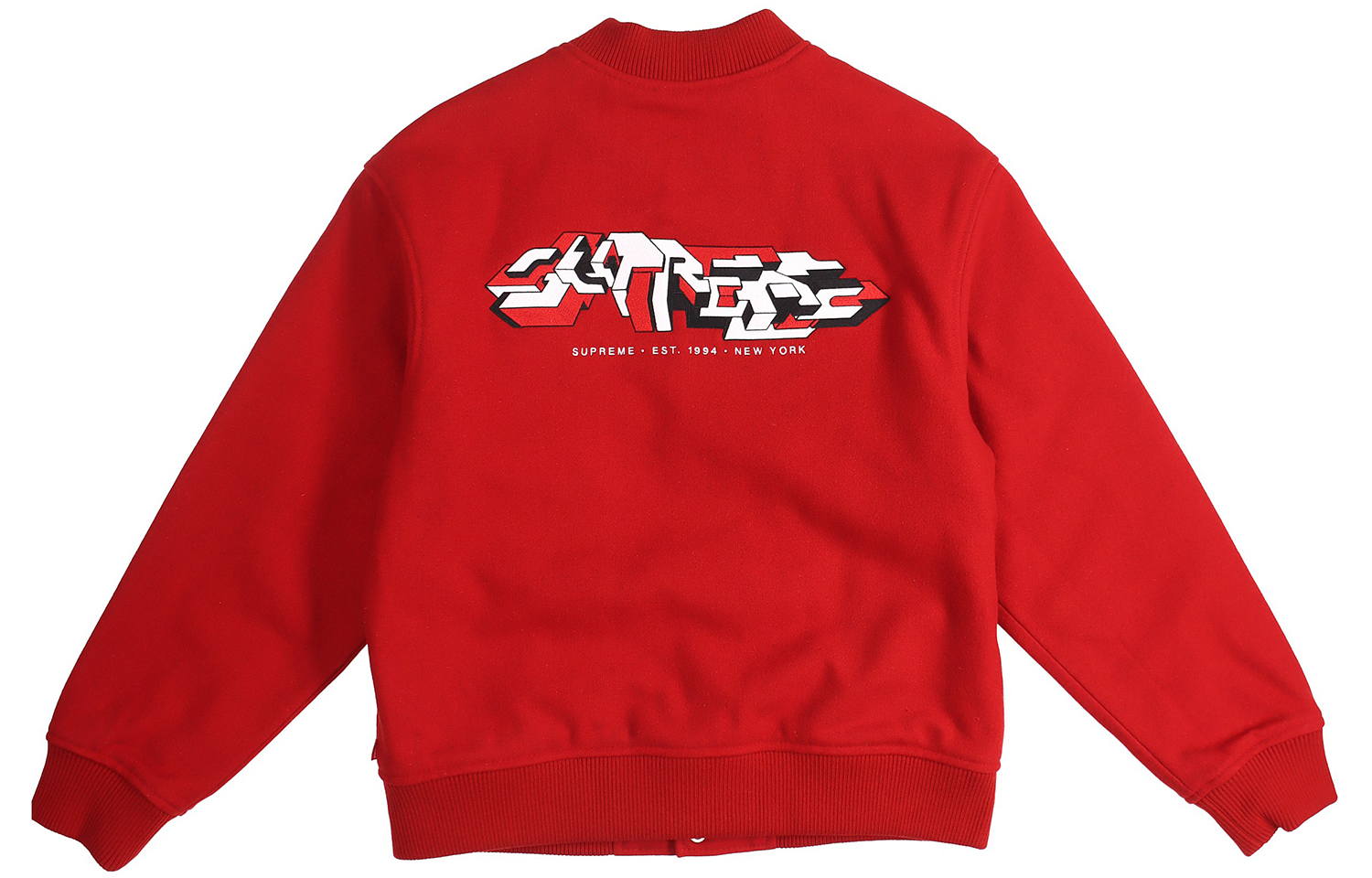 Куртка Supreme FW19 Week 4 Delta Logo Varsity Jacket (красный) — фото 2