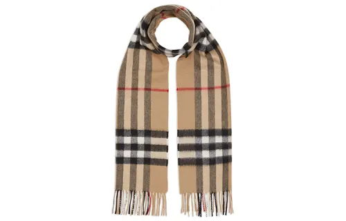Burberry Cashmere Knit Scarves Unisex Camel