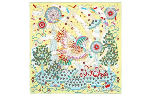 HERMES Scarves Unisex Light Yellow