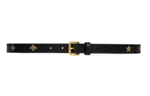 GUCCI Leather Belts Women's Black Width 2cm