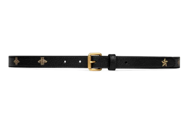 GUCCI Leather Belts Women's Black Width 2cm