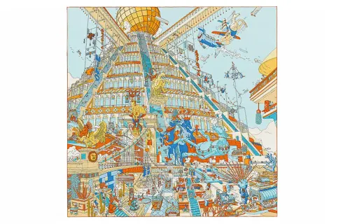 HERMES Scarves Women's Orange/Blue