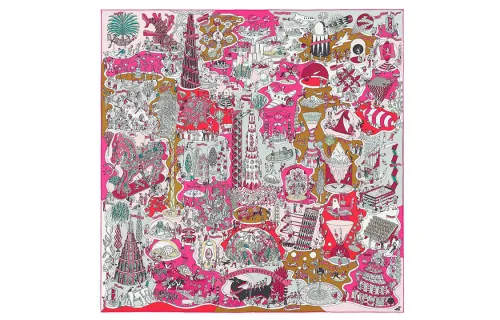 HERMES Silk Scarves Women's Fuchsia