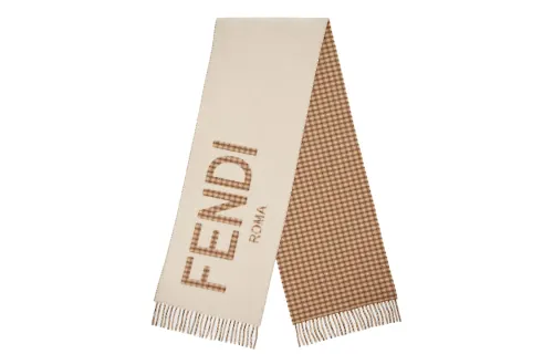 FENDI Wool Knit Scarves Unisex Cream