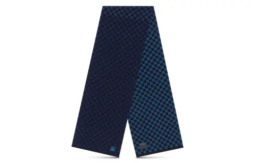 LOUIS VUITTON Wool Knit Scarf Men's Blue