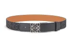LOEWE Woven Calfskin Leather Belts Men's Black 3.5cm