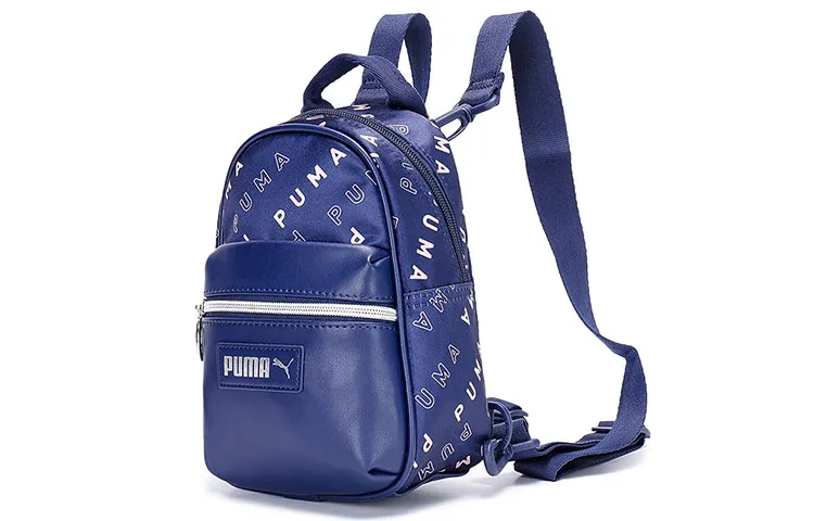 PUMA Zip Closure Artificial Leather With Textile Backpack Regular Women's Blue