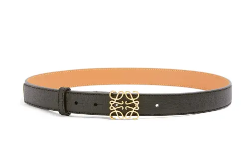 LOEWE Pebble Texture Cow Leather Belts Women's Black 2.8cm