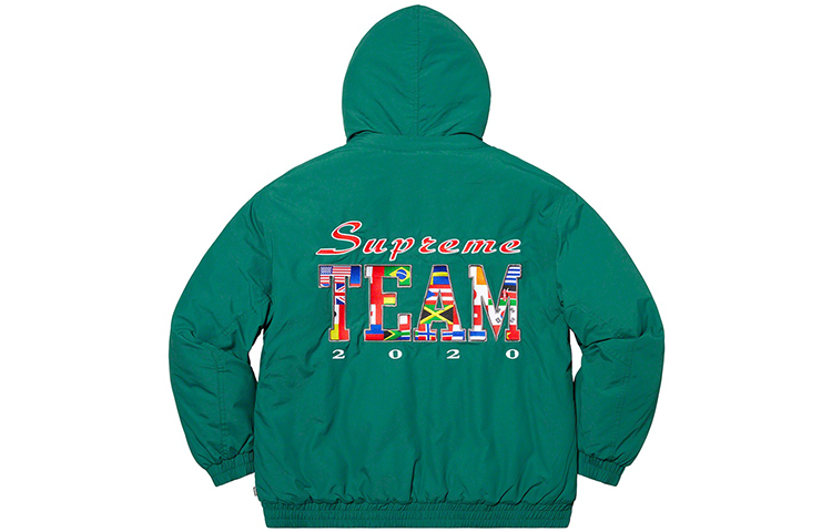 Куртка Supreme Team Puffy Jacket (черно-белая с принтом) — фото 8