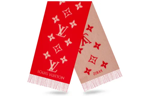 LOUIS VUITTON Cashmere Knit Scarves Women's Red